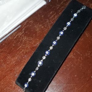 Evil eye bracelet metal/glass